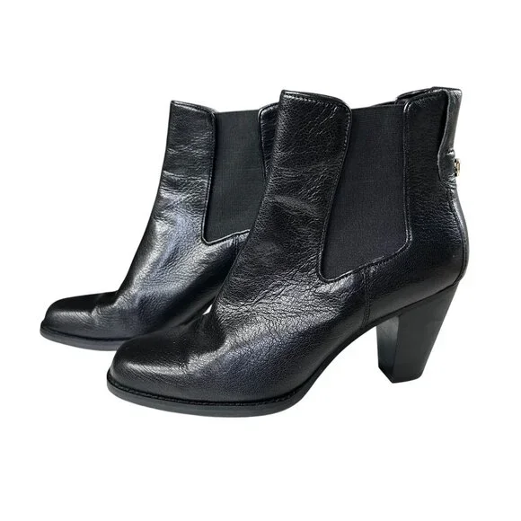 Aerosoles Lido Ankle Boots Women's Size 8 Black Leather Block Heel Comfort - Picture 4 of 10